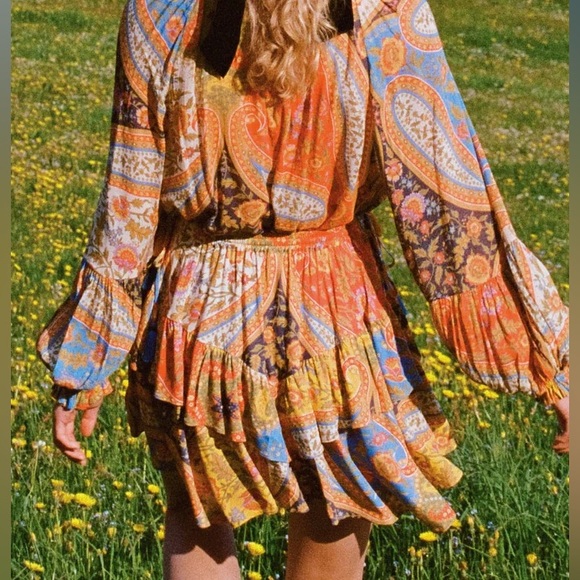 EUC Spell & the Gypsy Collective Kaleidoscope Belladonna Handkerchief Mini Skirt - Picture 6 of 15